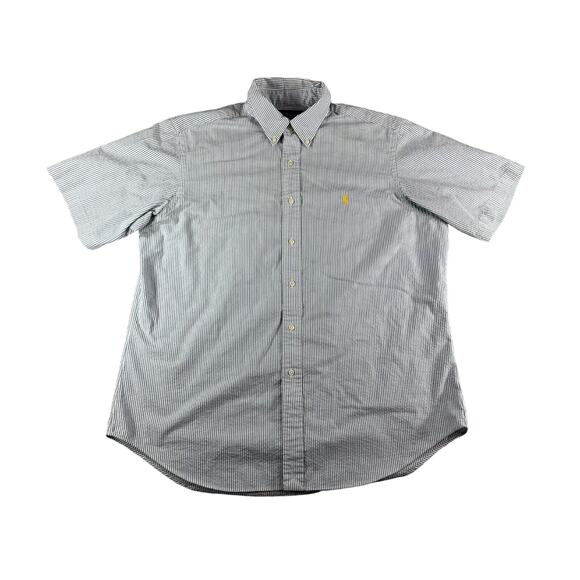 Polo Ralph Lauren Shirt Mens XL Button Down Blue Stripped Short Sleeve Classic - Picture 1 of 11